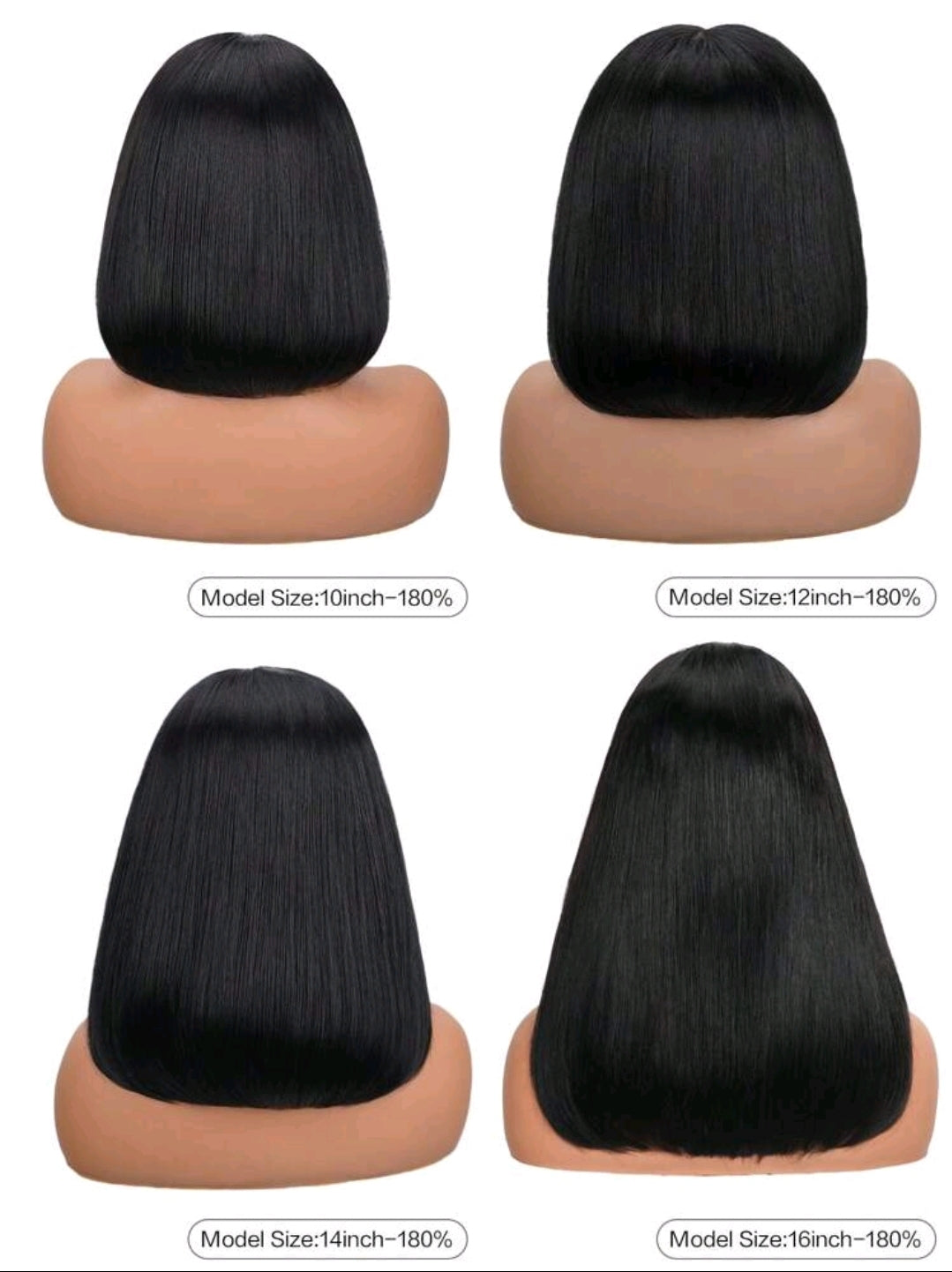 Perruque de style bob en cheveux humains, densité de 180 %, avec une base de lace frontale transparente de 13x4.