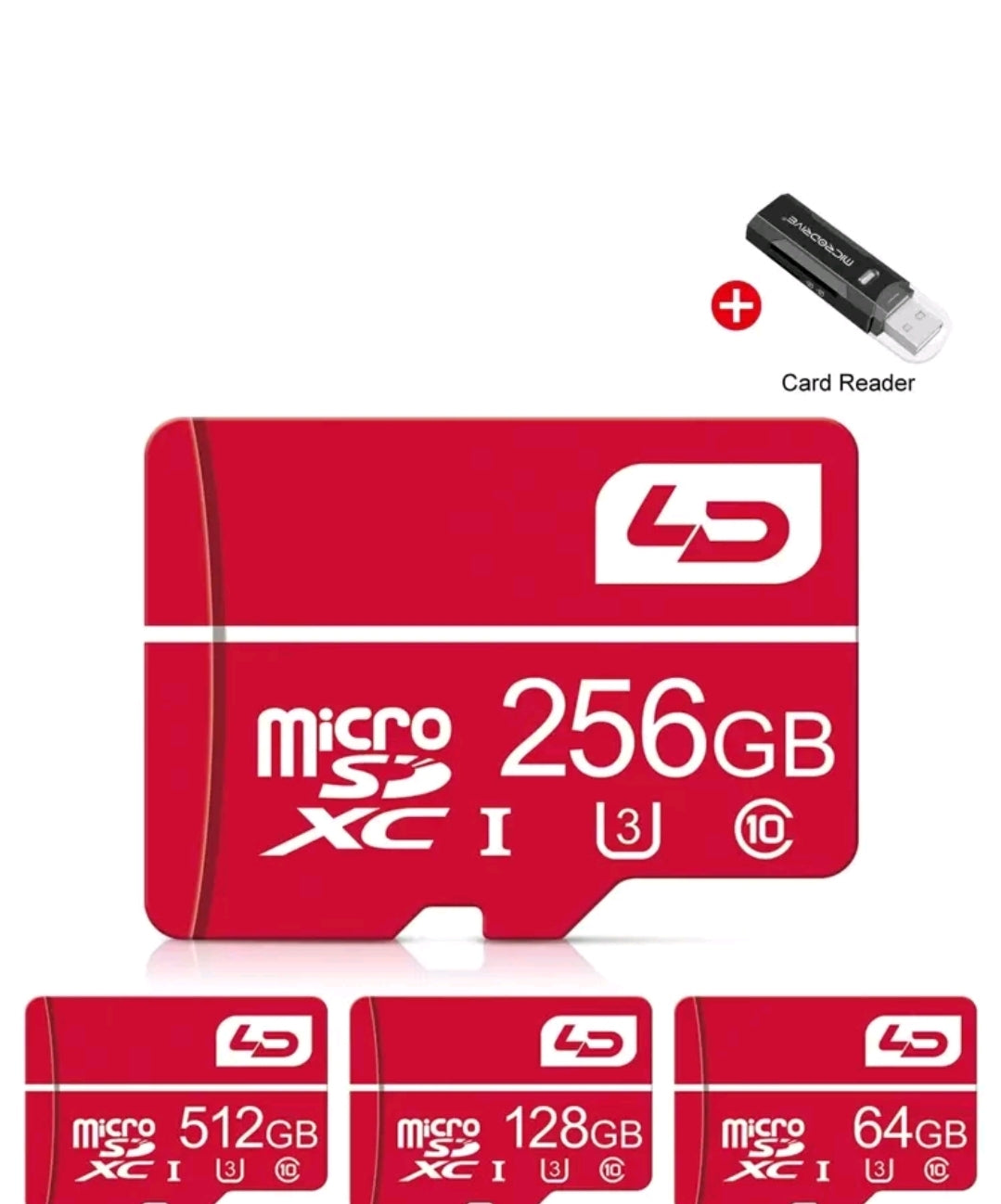 LD Carte Mémoire Ld Micro Sd Tf, 4 Go, 8 Go, 16 Go, 32 Go, 64 Go, 128 Go, 256 Go, 512 Go Sdxc/sdhc Mini Sd Card Class 10 Tf Flash Mini Sd Card + Lecteur De Carte Usb2.0