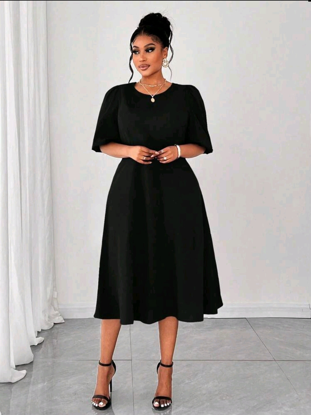 Maweii Robe à manches bouffantes en mousseline grande taille pour femmes