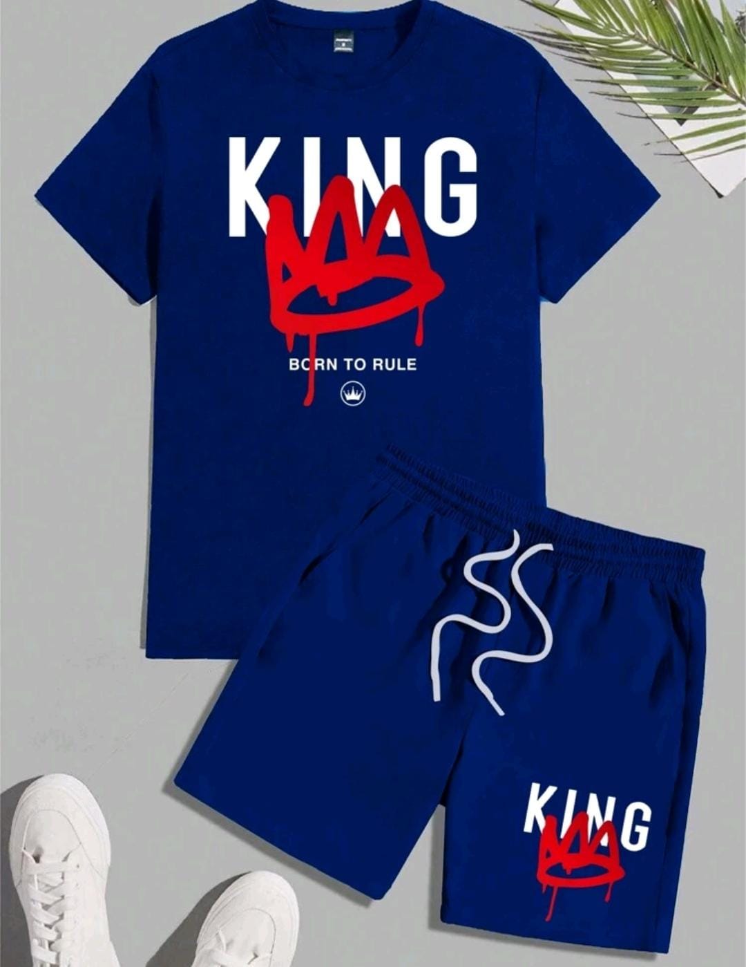 Manfinity Homme Ensemble de combo de t-shirt à manches courtes imprimé Roi à la mode