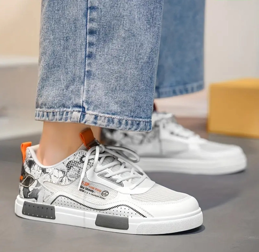 Baskets mode homme, respirantes en mesh ajouré, chaussures de sport décontractées, motif one piece
