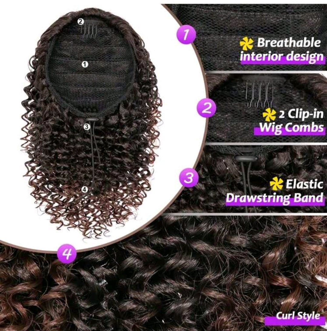 Chignon court bouclé à la mode, corde de traction naturelle de 12 pouces, deux clips, Synthétique femme africaine