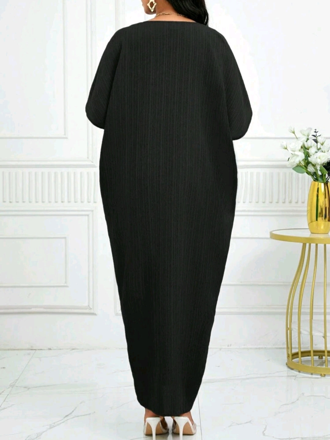 Robe ample à manches chauves-souris avec revers pour le printemps et l'été