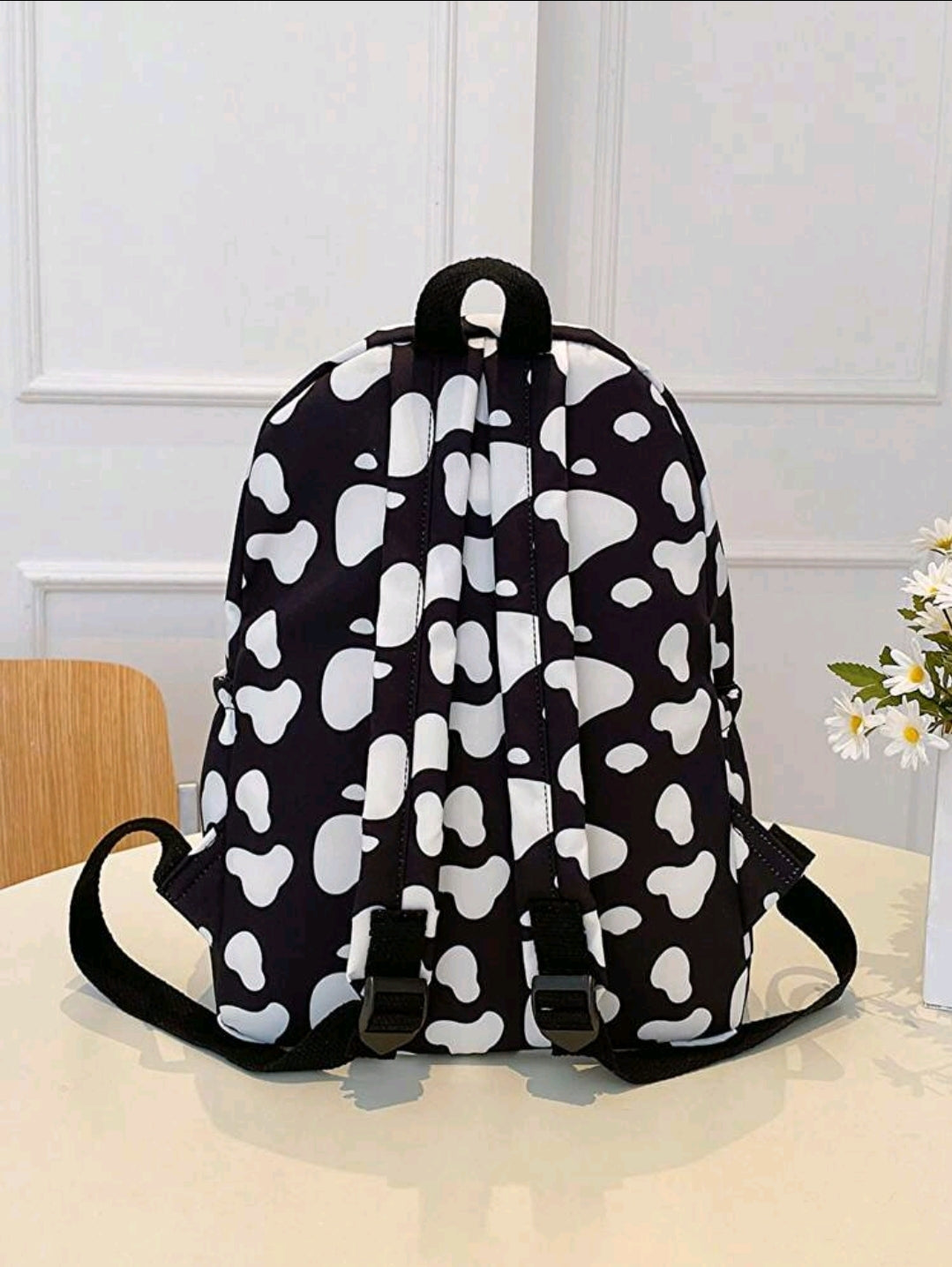 1 pièce Sac à dos motif vache pour la rentrée scolaire, sac d'étudiant haute capacité avec compartiment pour ordinateur