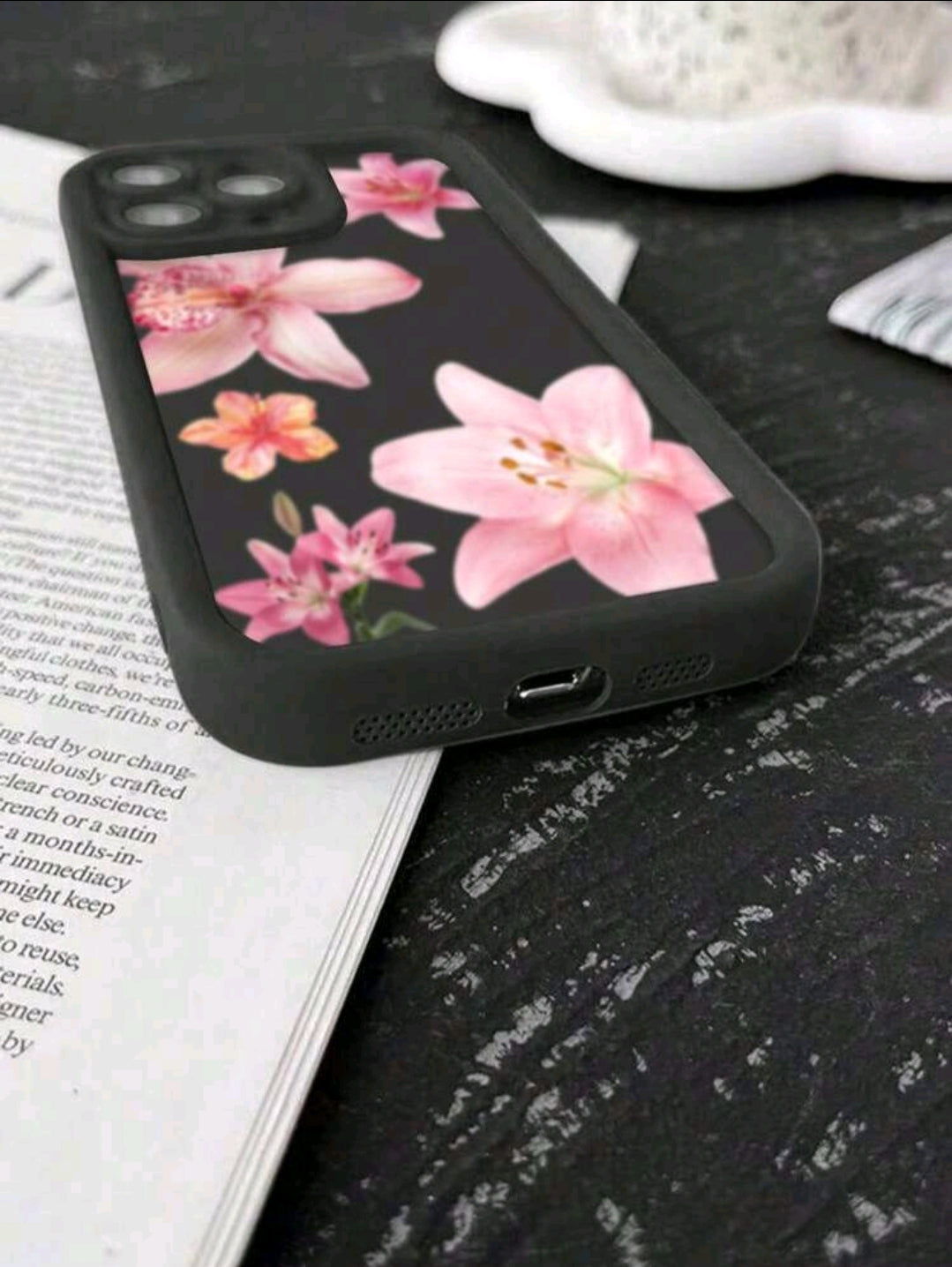 1 pièce Coque de téléphone TPU antichoc avec motif floral de lis rose minimaliste, compatible avec 16 Pro Max/15 Plus/14/13/12/11/8P/XS Max et Galaxy S24 Ultra/S23 FE/S22/S21/S20/A52S/A15/A03