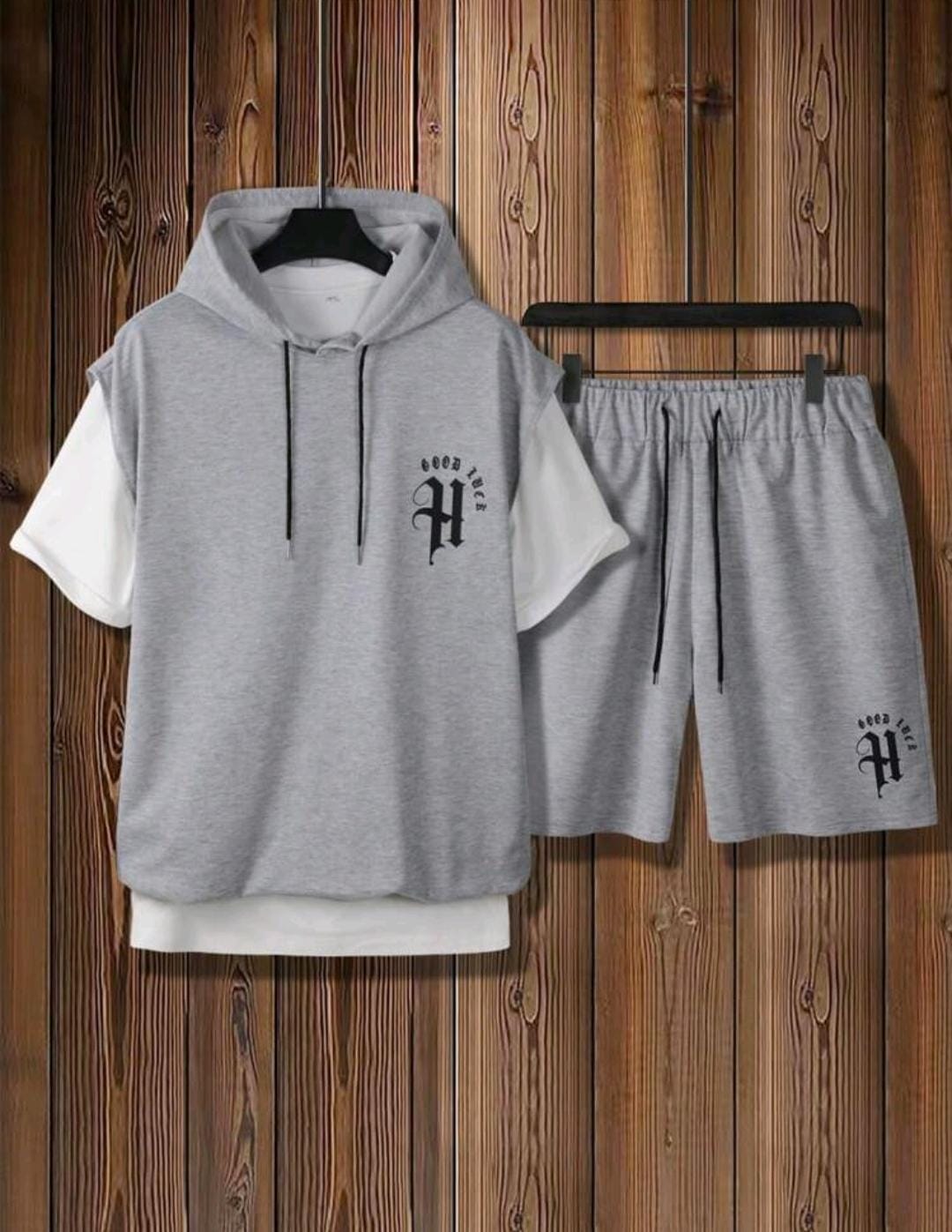 Manfinity Sporsity lettres à cordon à capuche Top sans manches & Short (sans t-shirt)