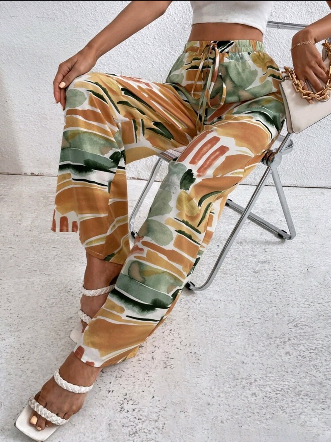Pantalon à imprimé graphique à nœud