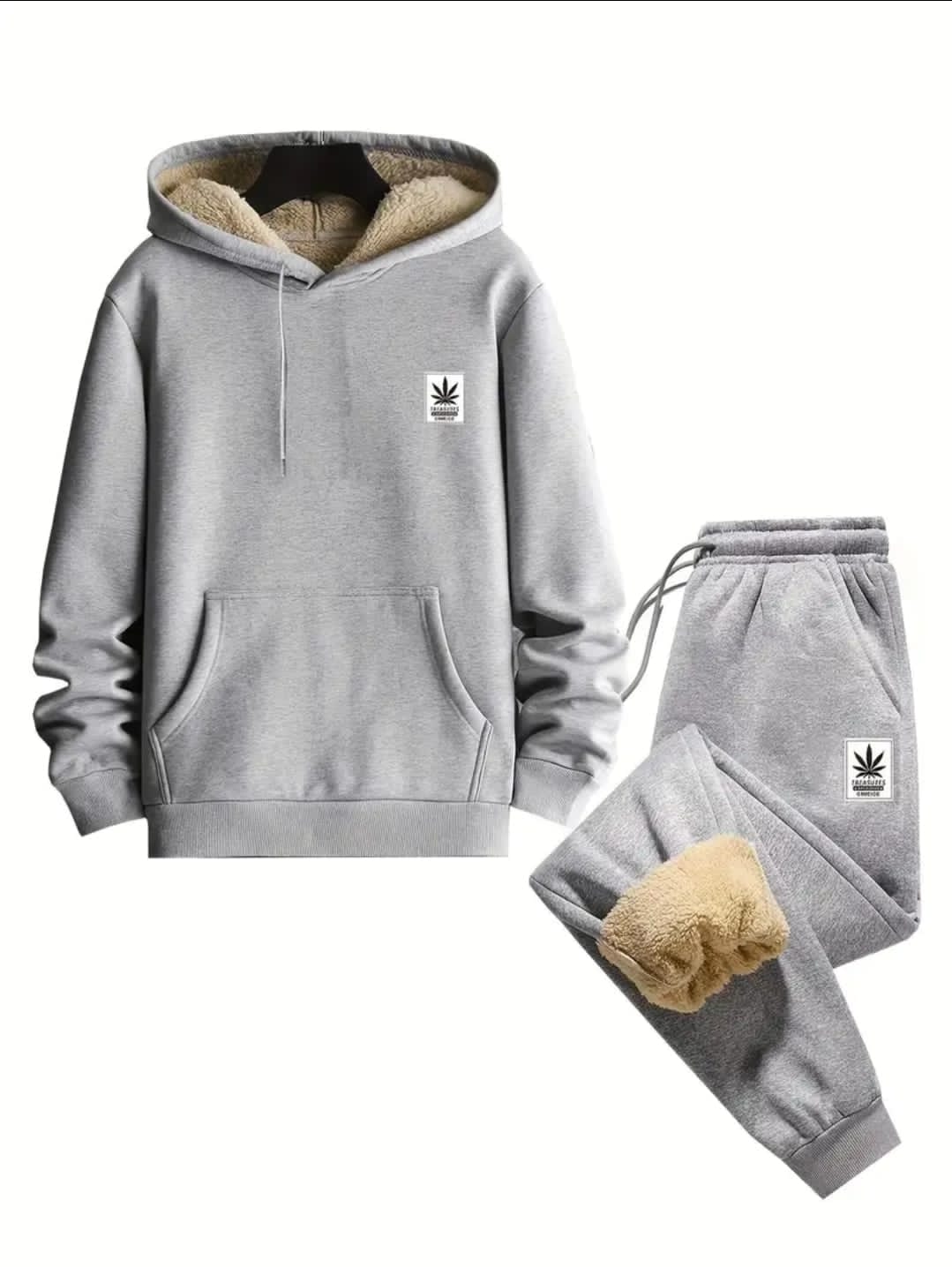 1 ensemble de veste à capuche et de pantalon de survêtement en polyester