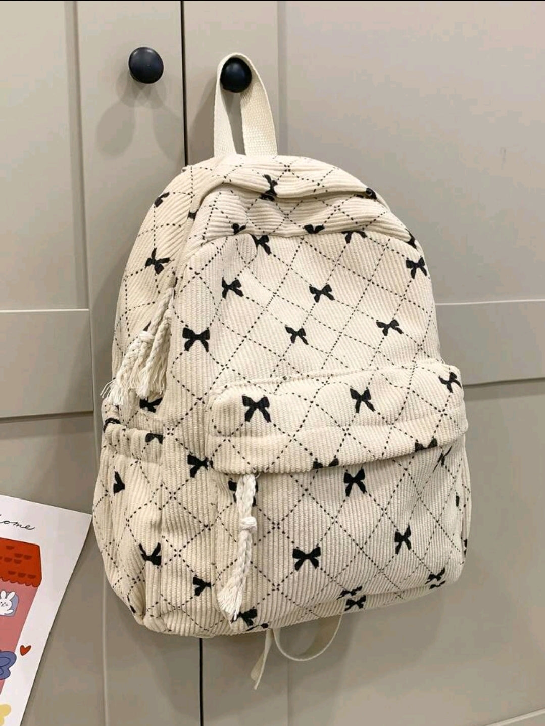 Petit sac à dos en velours côtelé couleur unie, sac à dos tendance, sac pour l'école, sac scolaire, sac à dos scolaire