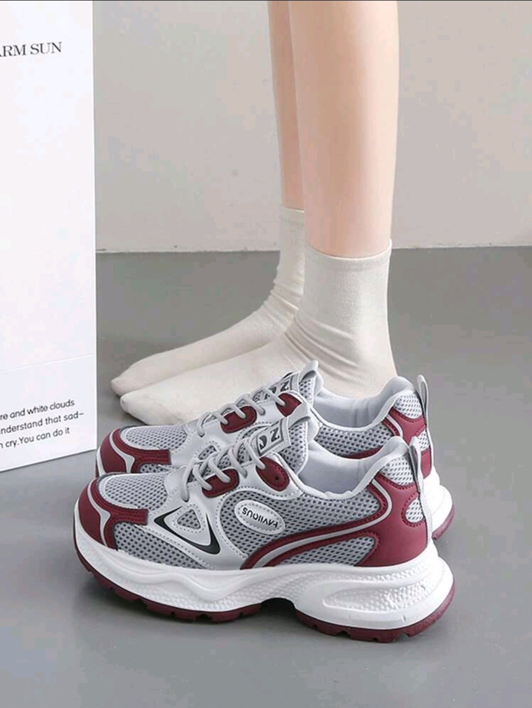 Chaussures de sport à semelle épaisse et plateforme pour femmes