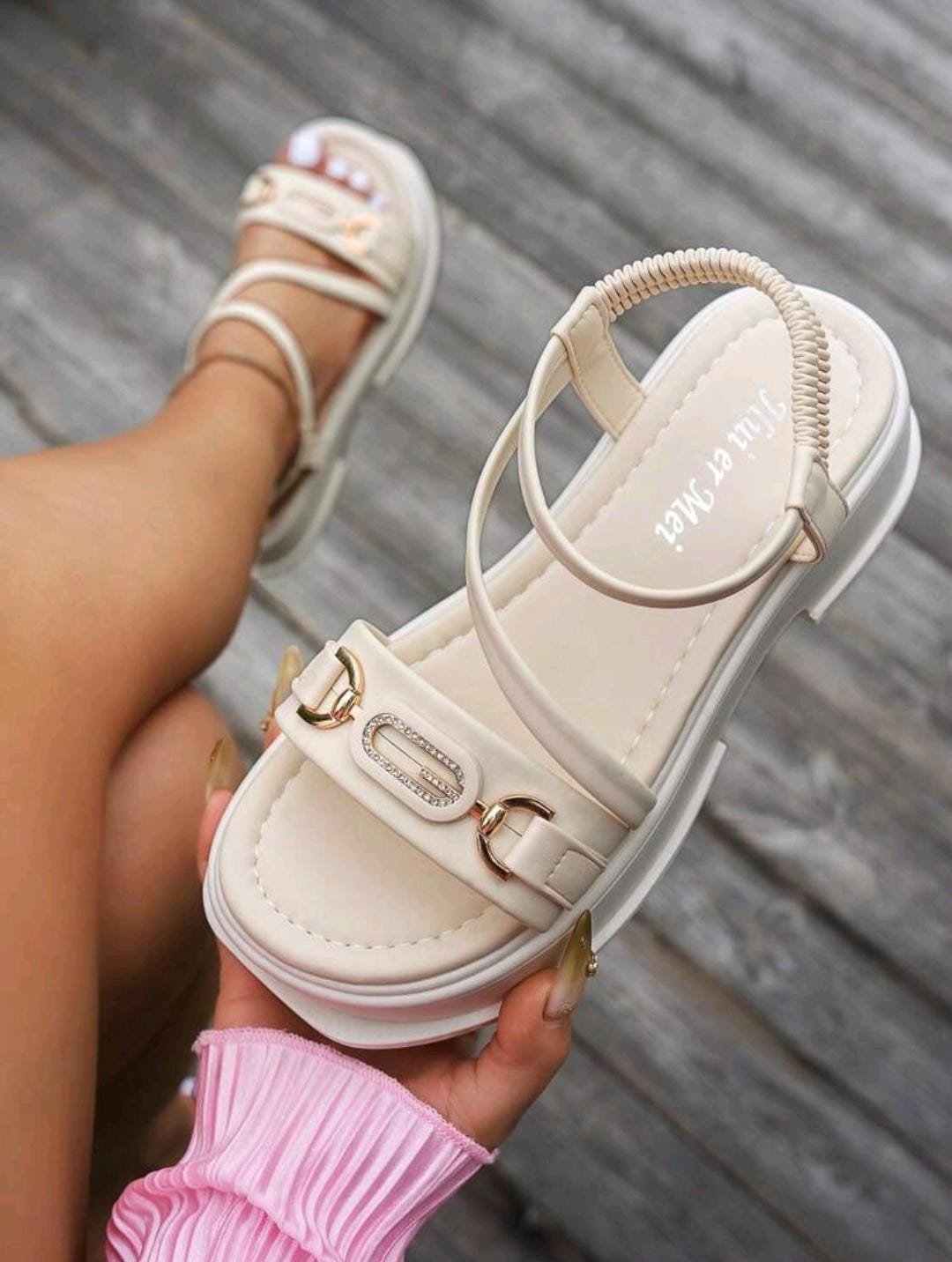Sandales compensées à double port pour femmes, style de plage estival 2023 nouveau