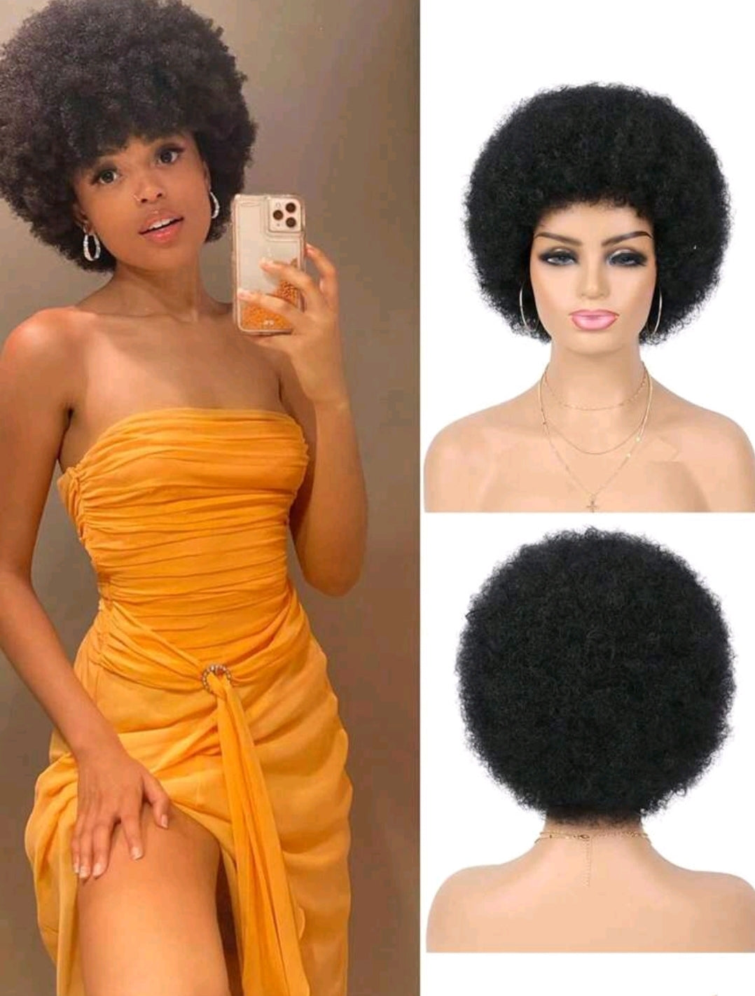 Perruque Afro 70's Pour Femmes, Perruques Bouclées Naturelles Noires, Grandes, Rebondissantes Et Douces, Aspect Naturel Complet Pour Soirées Quotidiennes, Cosplay, Costumes Pour Halloween