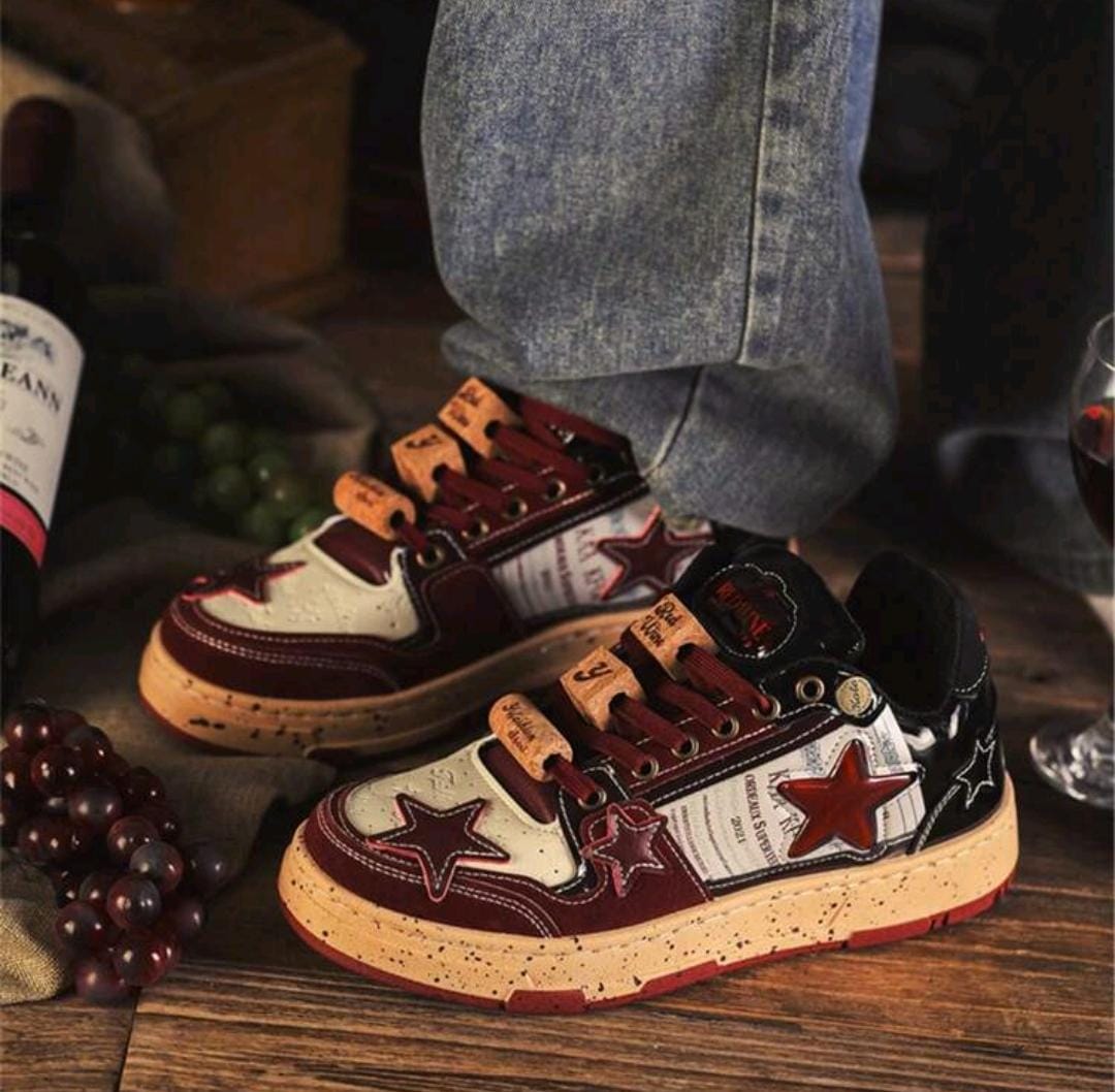 Nouvelles chaussures de skate basses pour hommes, style coréen haut de gamme avec semelle épaisse et motif d"étoile