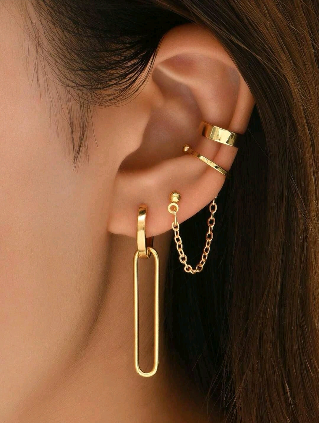 6 pièces Boucles D'oreilles Géométriques Créatif À Chaîne Pour Femme Pour Décoration Quotidienne