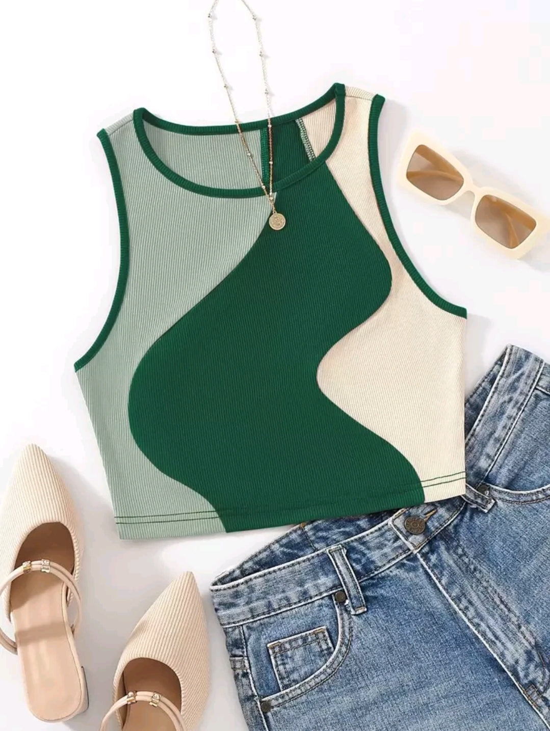 Flirla Top sans manches à blocs de couleurs