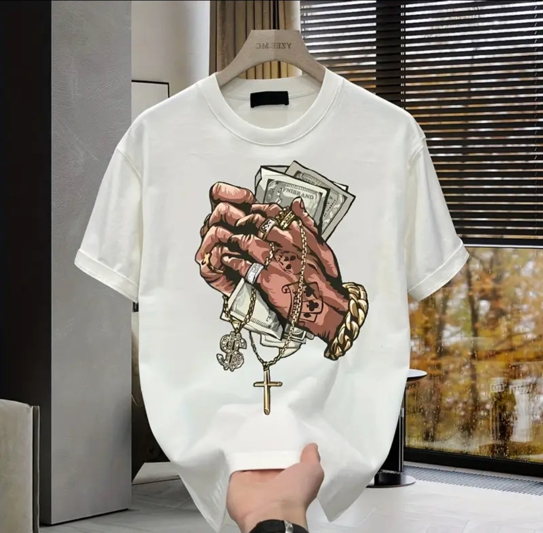 T-shirt Homme Coupe Large en Coton à Motif - Manches Courtes, Style Décontracté Été