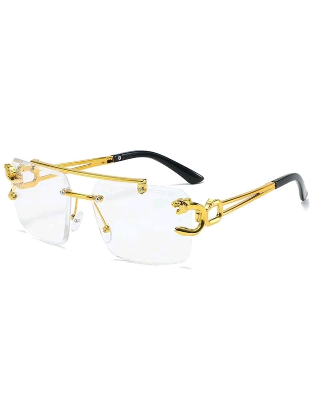 1 paire de lunettes sans monture en métal à la mode pour hommes avec motif léopard
