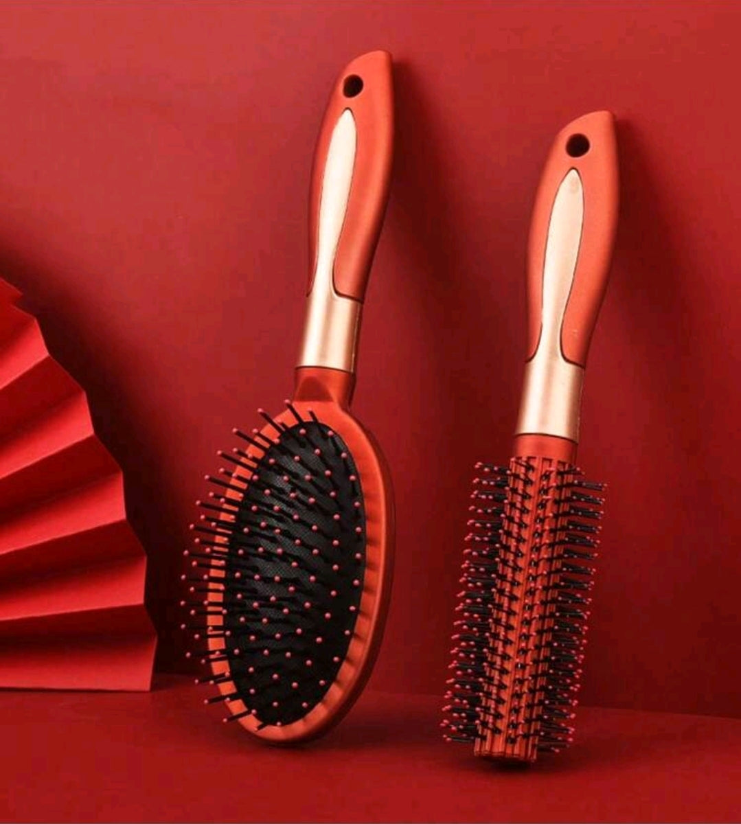 3 pièces/Ensemble de 3 pièces Brosse à cheveux ovale anti-statique de massage, brosse à cheveux ronde à aération avec des poils