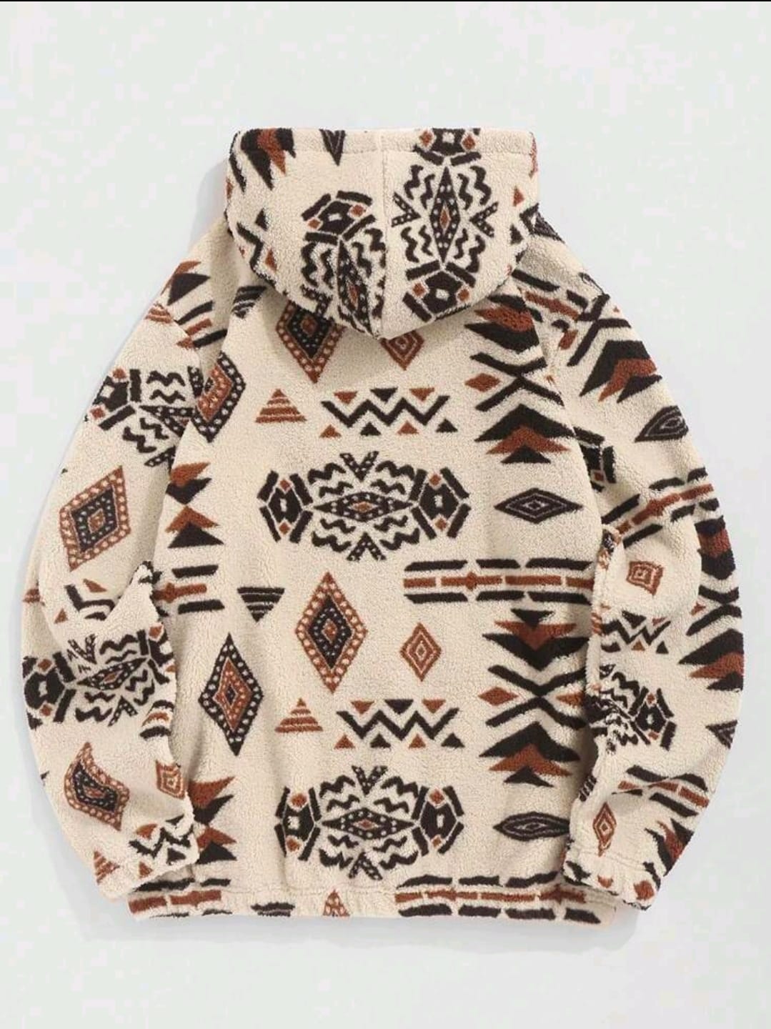 Manfinity Hypemode Sweat-shirt à capuche en molleton ample pour hommes avec motif géométrique, poche kangourou