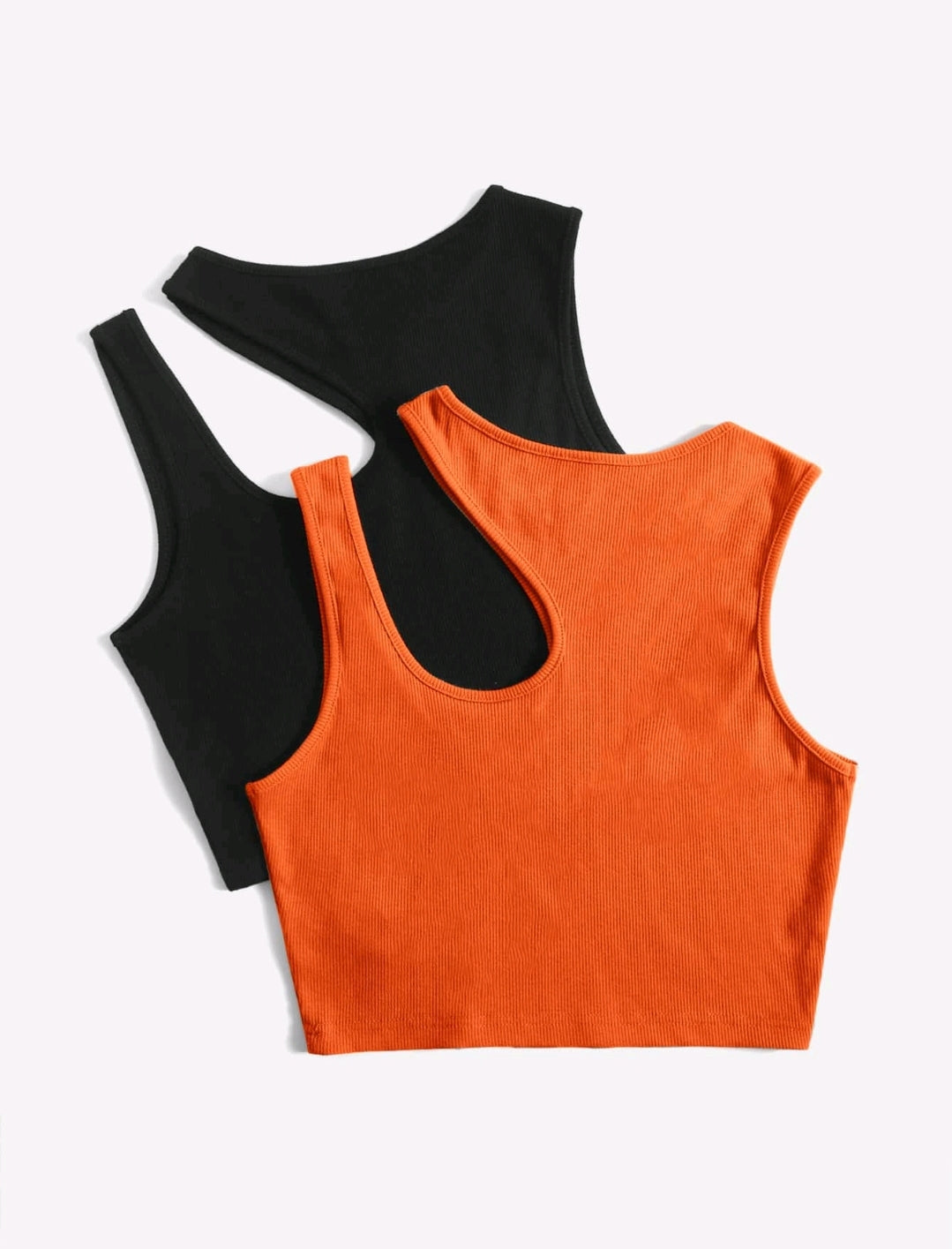 2 pièces Ensemble de débardeurs moulants en tricot de couleur unie pour femmes, Printemps/Été