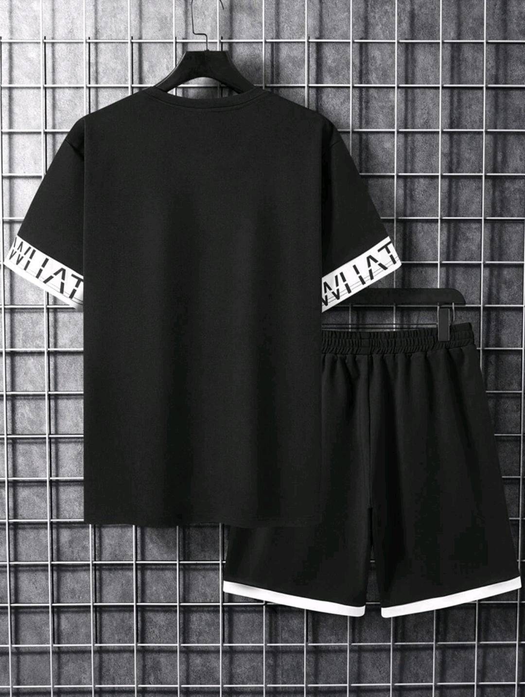Manfinity Homme 2 pièces/set Top à manches courtes décontracté et shorts, mode minimaliste pour un port quotidien