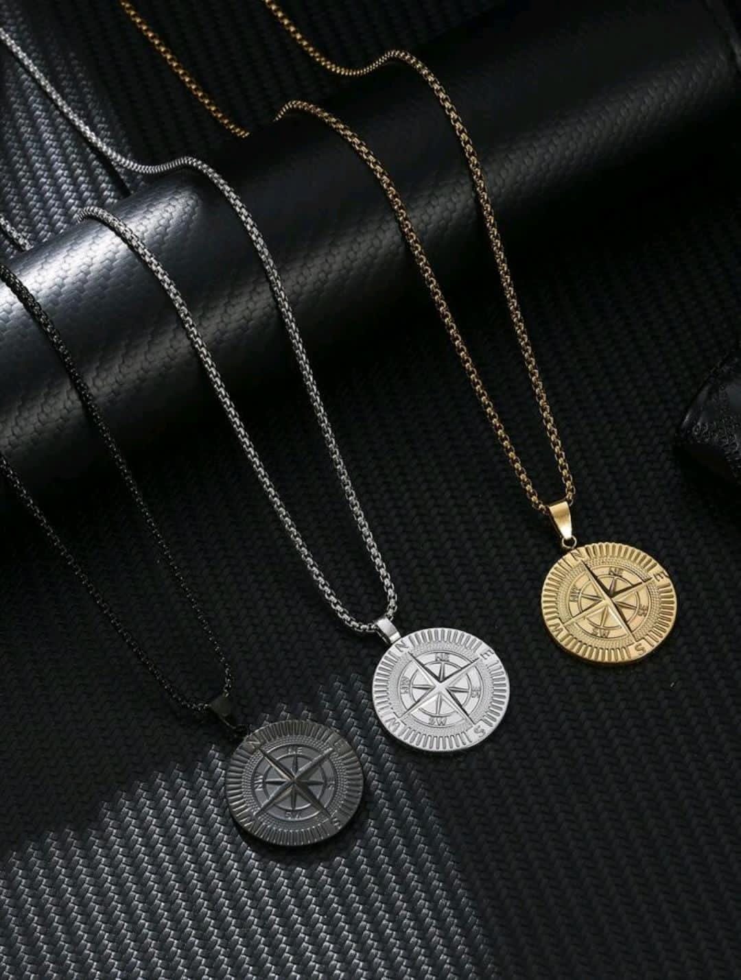 1 pièce Collier pendentif en acier inoxydable avec perle oxydée à la mode