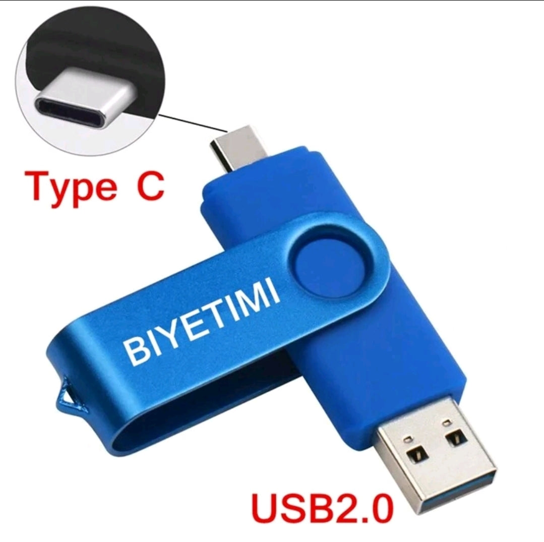 Biyetimi Type C Interface Usb 2.0 OTG Disque Flash 64GB 32GB Smart Phone Tablet PC 128GB Pendrives Capacité Réelle Clé USB