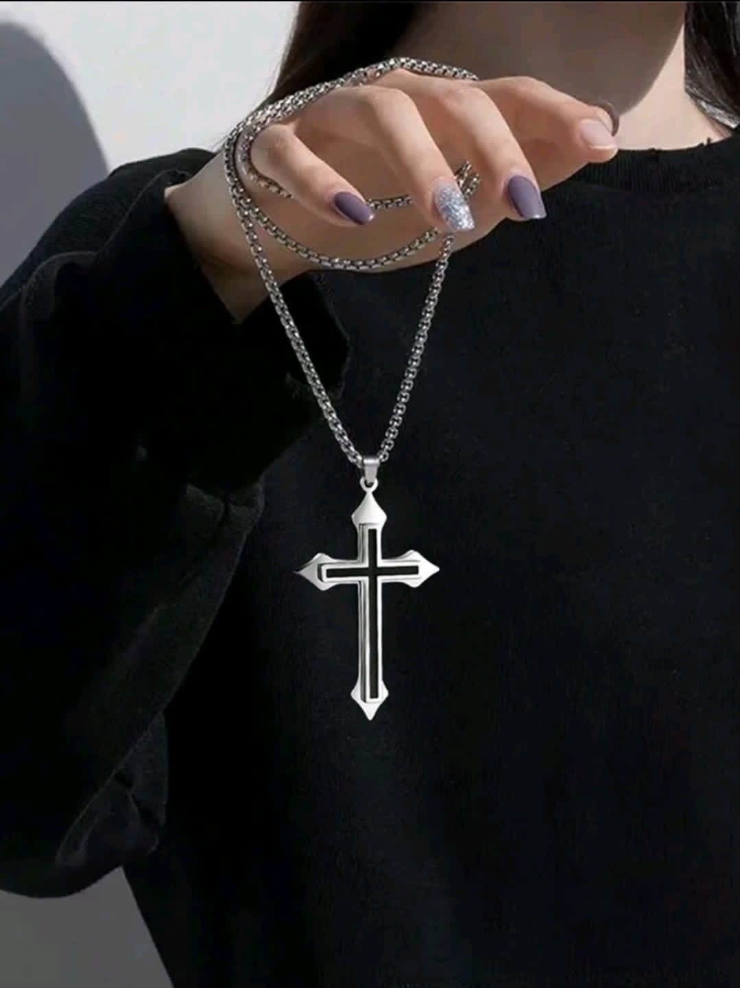 1 pièce En Acier Inoxydable Collier Avec Pendentif , Unisexe Sweat-Shirt À Capuche Chaîne , Polyvalent Quotidien Accessoire