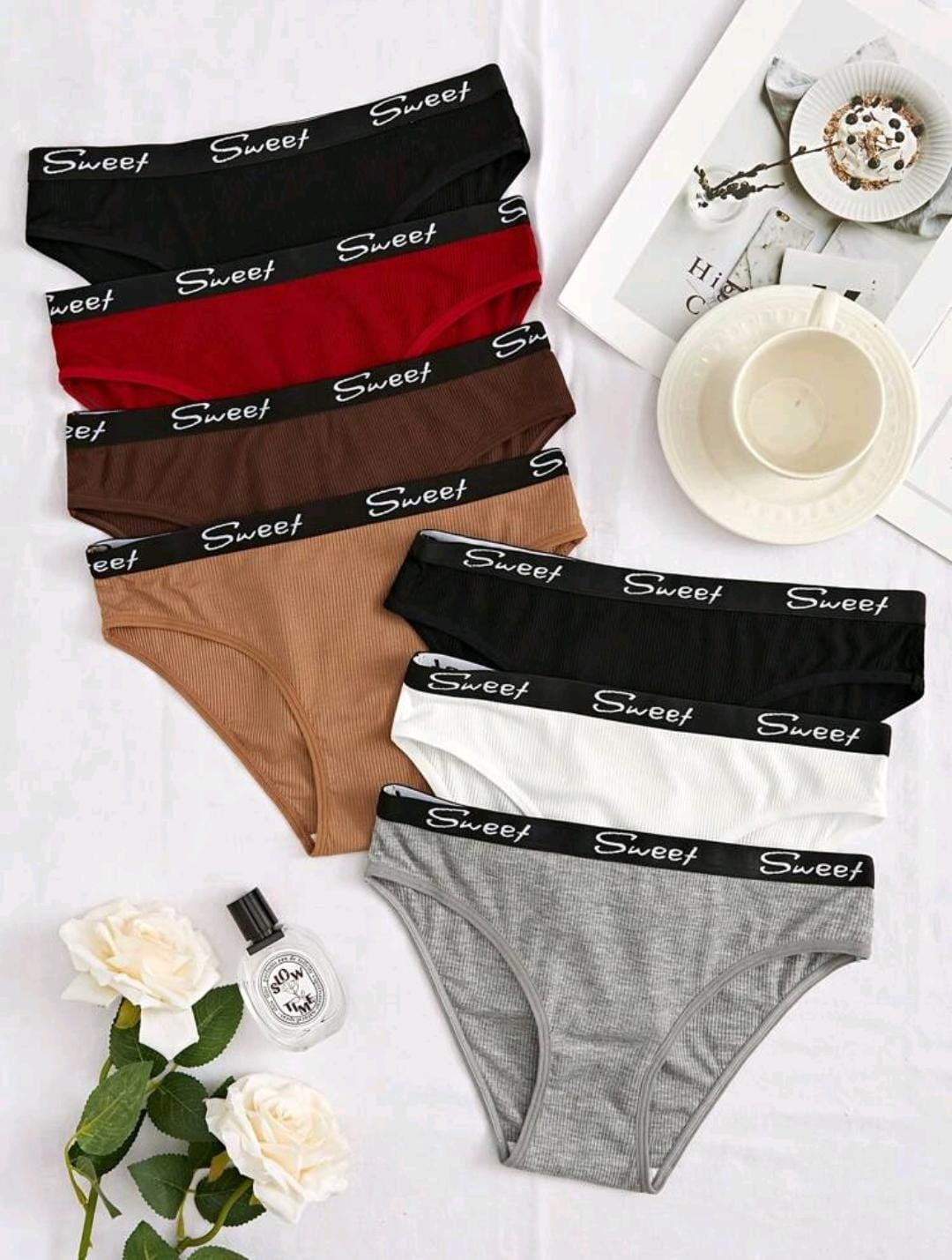 7 pièces/pack de culottes de sport confortables, imprimées et douces pour femmes