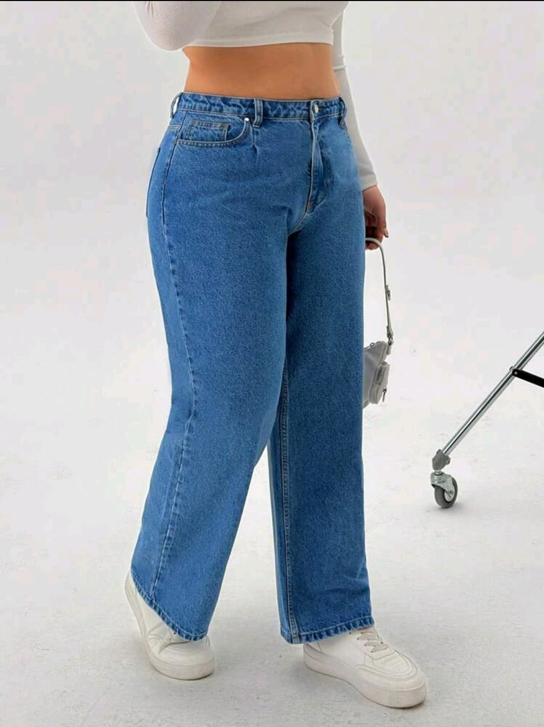 JEAN TAILLÉ PLISSÉ À TAILLE HAUTE GRANDE TAILLE