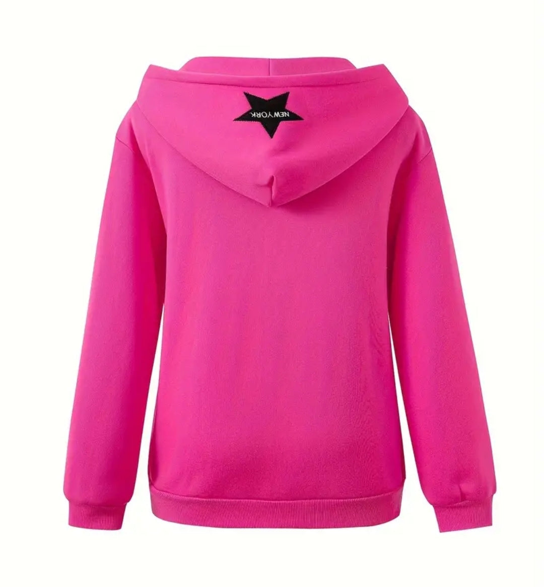 Sweat-shirt à capuche élégant pour femme avec alphabet brodé, haut décontracté