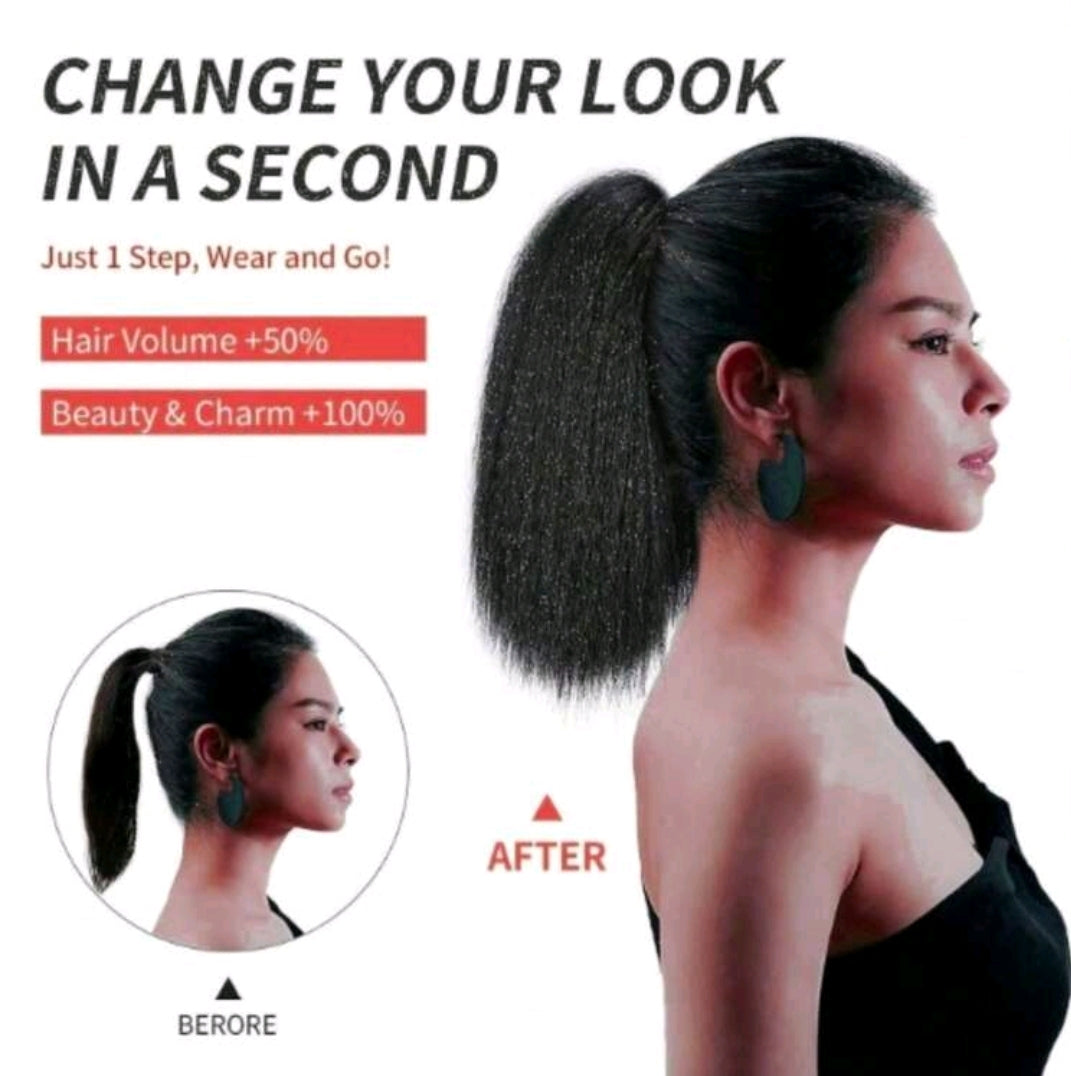 Extensions de queue de cheval de 12 pouces (30,5 cm) avec pince, queue de cheval de texture yaki noire pour femmes, extensions de queue de cheval droite bouclée 28 inch