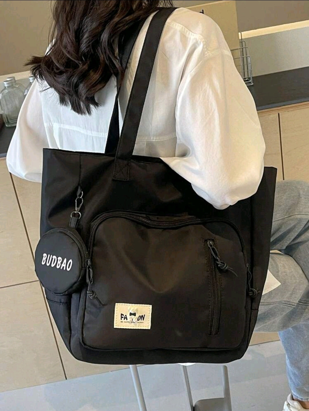 2 pièces/set Grand sac fourre-tout à la mode pour femmes, décontracté et polyvalent, convenant à un usage quotidien, aux études