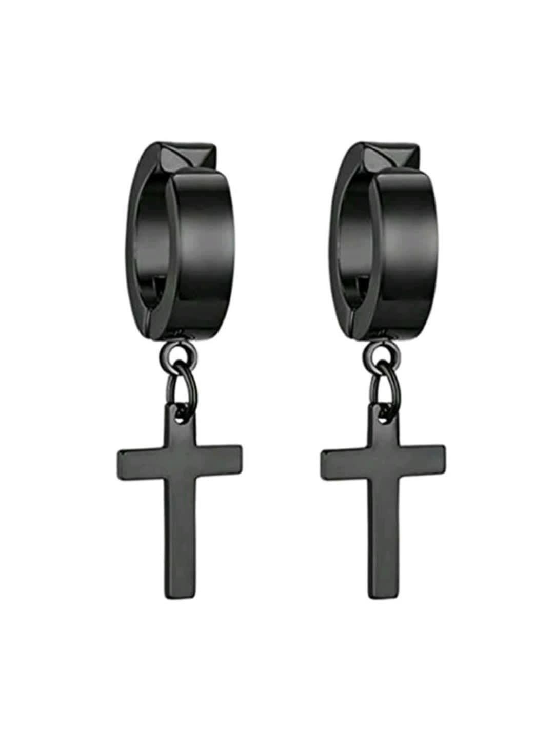 1 paire Pour Homme Personnalité À Pendentif Croix Non Percé Clips D'Oreilles , Pour Bijou Cadeau Et Fête