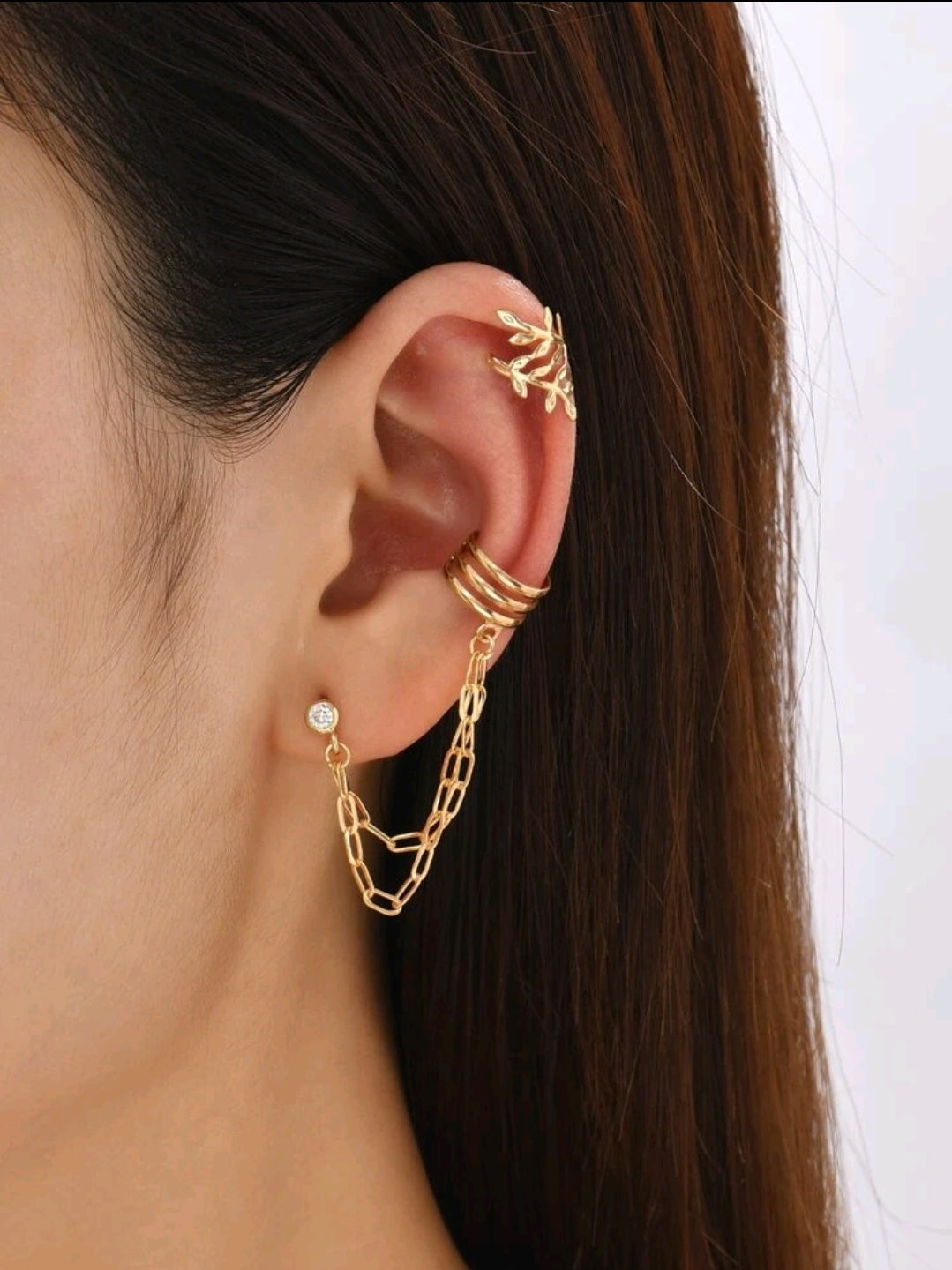 3 pièces Boucle d'oreille étoile et chaîne