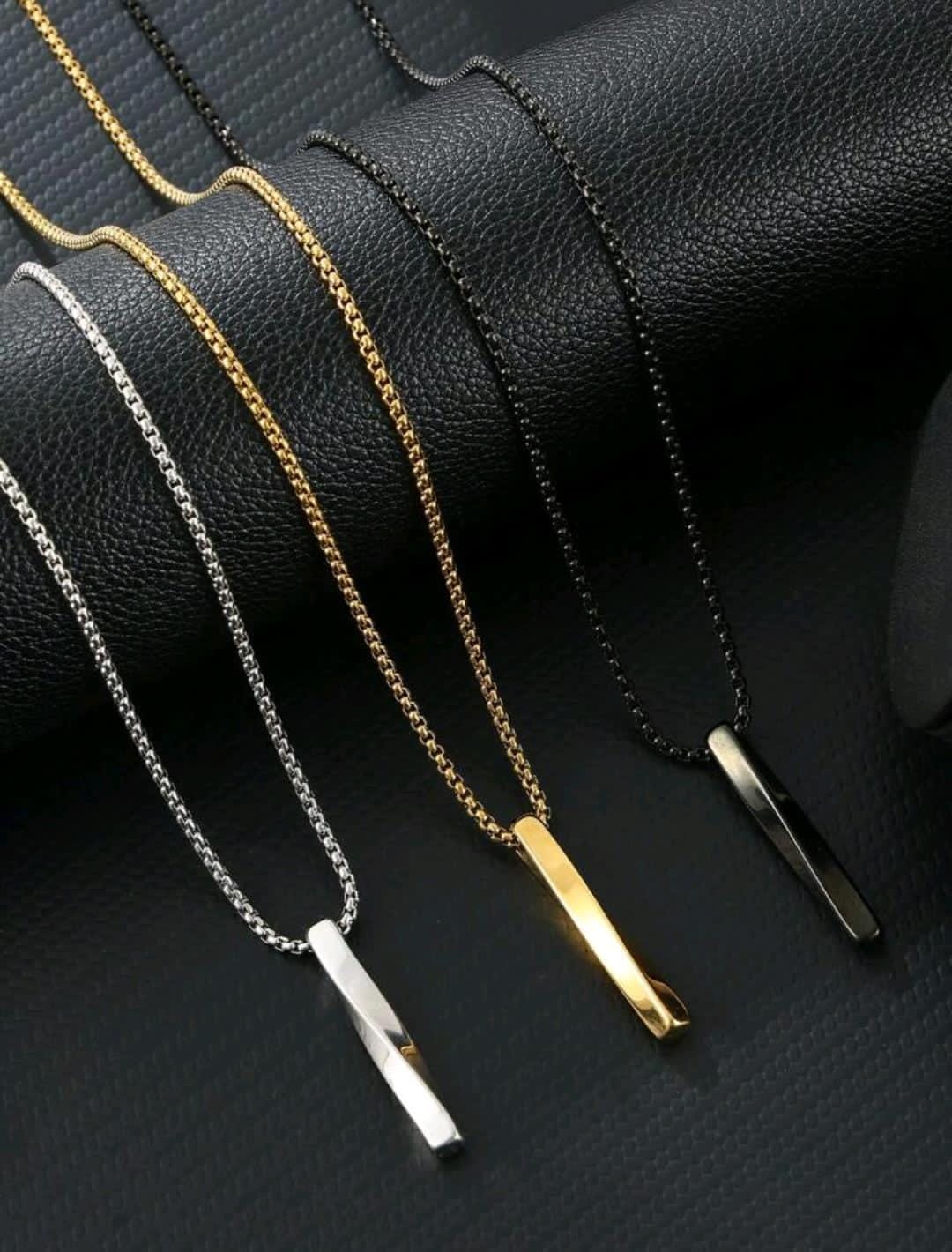1 pièce Collier pendentif en acier inoxydable avec perle oxydée à la mode