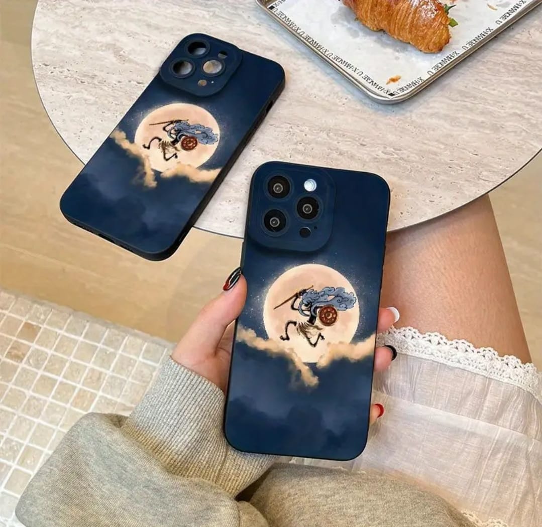 Coque de Téléphone Souple avec Motif Lune Manga et Yeux d'Ange en Impression UV Mat, Protection Complète à 360 Degrés pour iPhone 16 11 12 13 14 15 Pro Max XR X/XS 7 8 Plus SE Mini