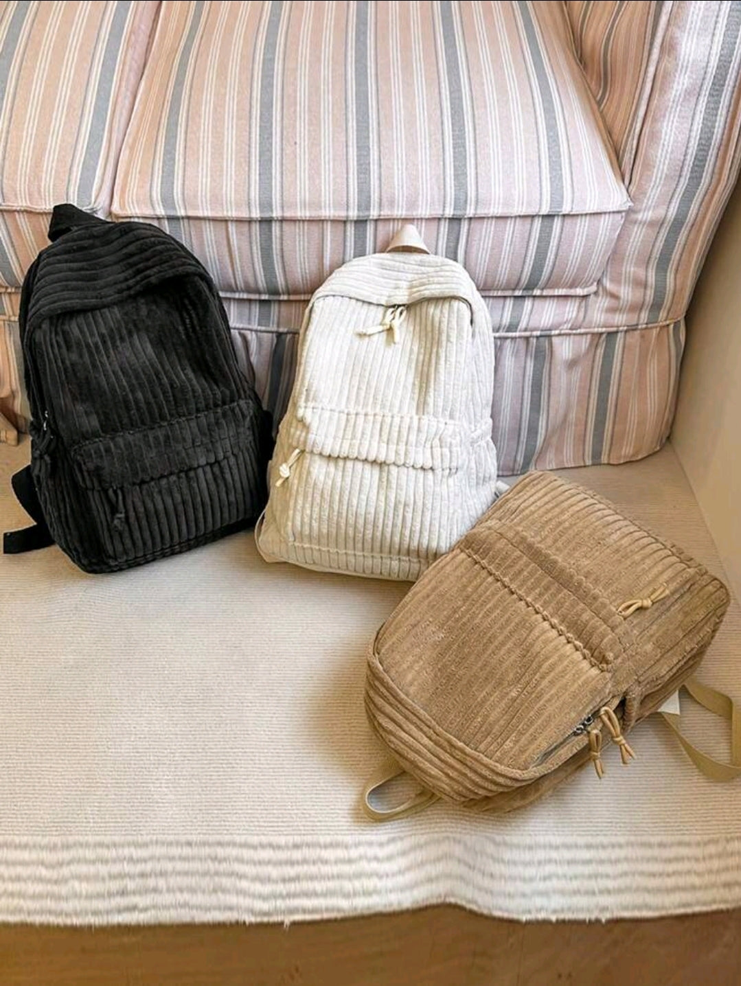 Sac à dos en velours côtelé pour femmes, nouvelle version coréenne de sac à dos polyvalent pour étudiantes