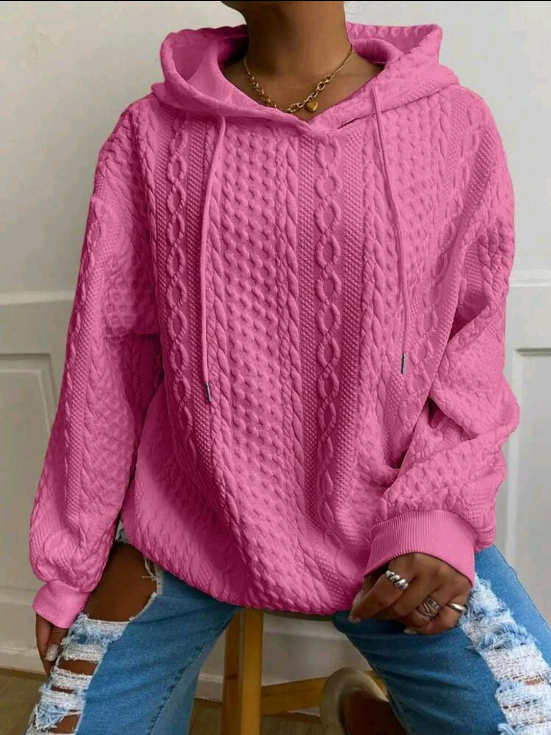 Pull surdimensionné en maille décontracté pour femme avec motif jacquard, manches longues