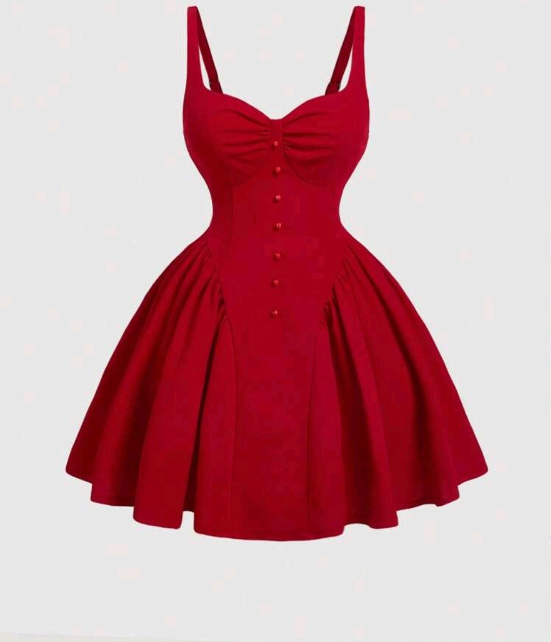 Robe rouge à manches courtes pour femmes avec décorations plissées