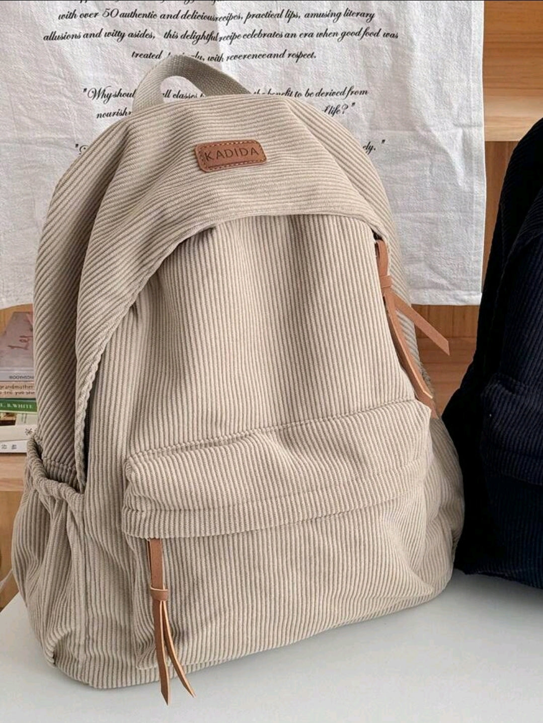 1 sac à dos femme de grande capacité simple, couleur unie, convient pour les voyages, le shopping, le transport d'un ordinateur portable, de livres, de vêtements, design décontracté