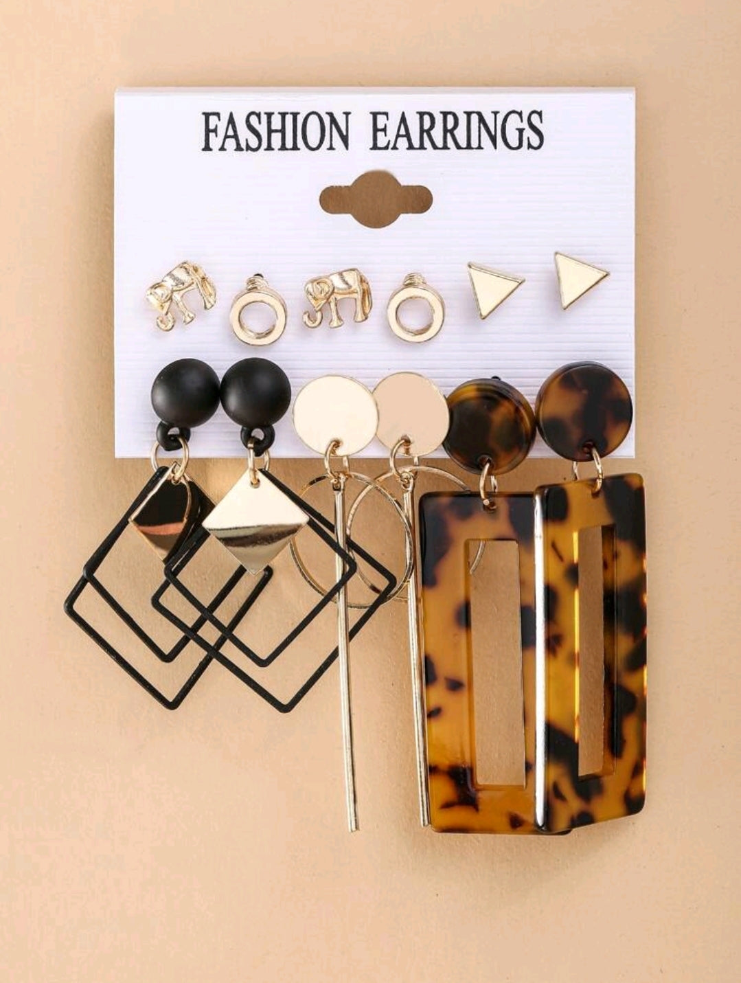 17KM 6 paires Boucles d'oreilles géométriques effet écaille de tortue