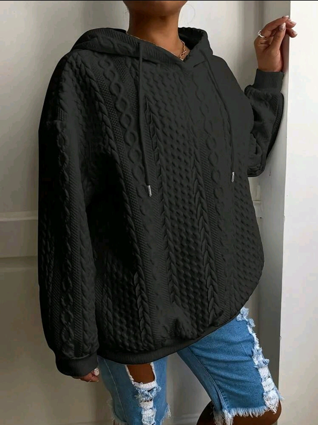 Pull surdimensionné en maille décontracté pour femme avec motif jacquard, manches longues