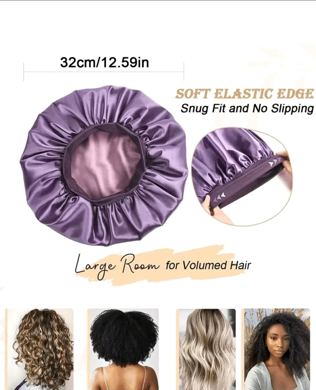 Nouveau bonnet de nuit à large bord en satin unicolore pour femmes