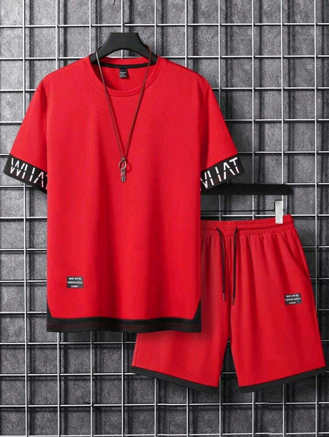 Manfinity Homme 2 pièces/set Top à manches courtes décontracté et shorts, mode minimaliste pour un port quotidien