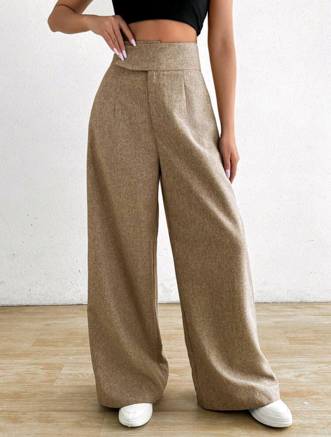 Rafferiza 1 pièce Pantalon casual ample asymétrique à la taille pour femmes