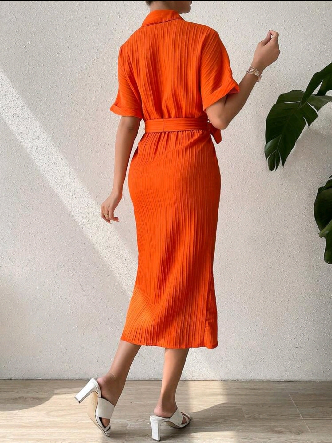 Rafferiza Robe Chemise À Ruché À Bouton Ceinturé