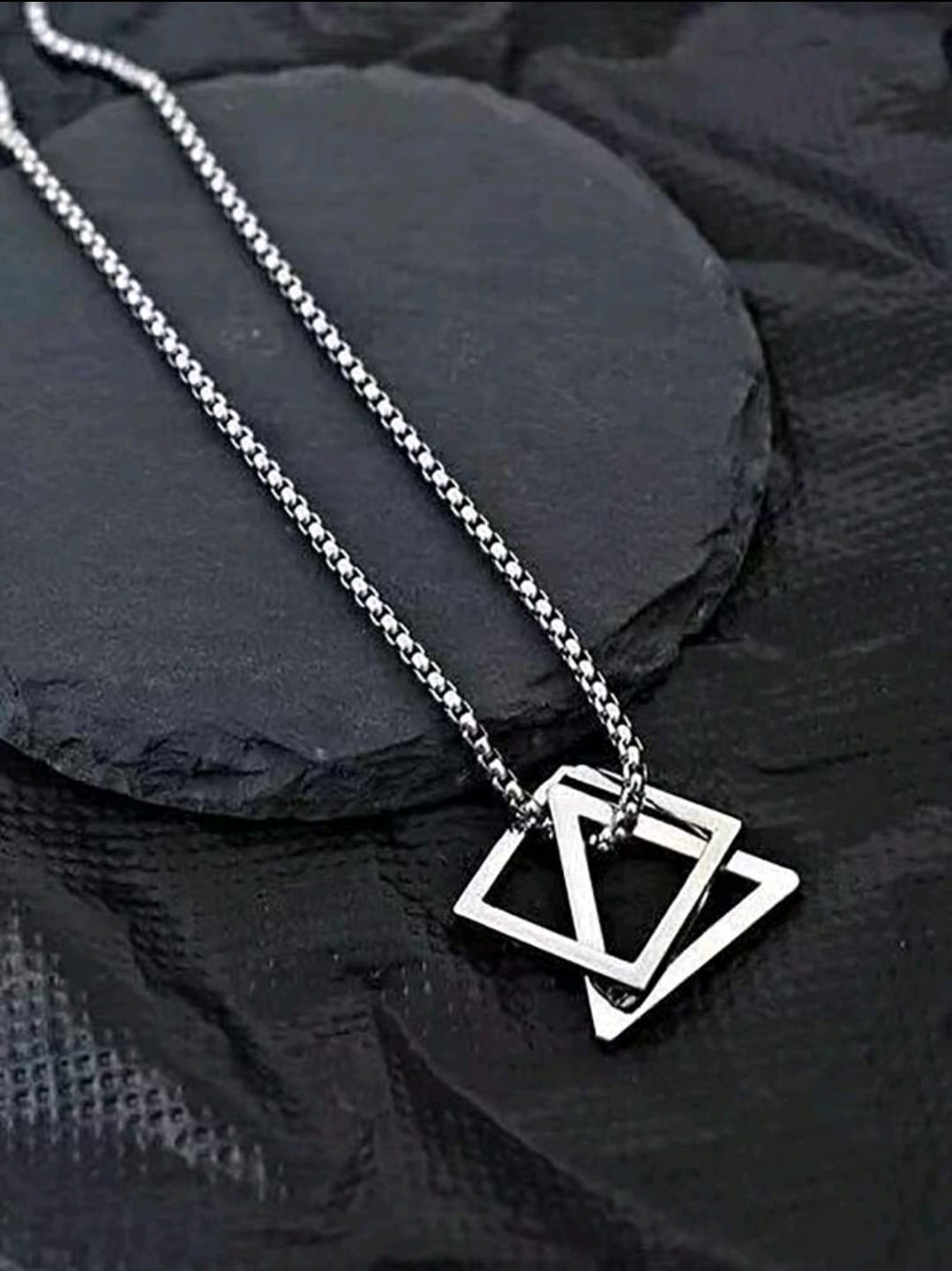 Collier Simple En Acier Inoxydable Pour Hommes, 1 Pièce, Design Géométrique Ajouré