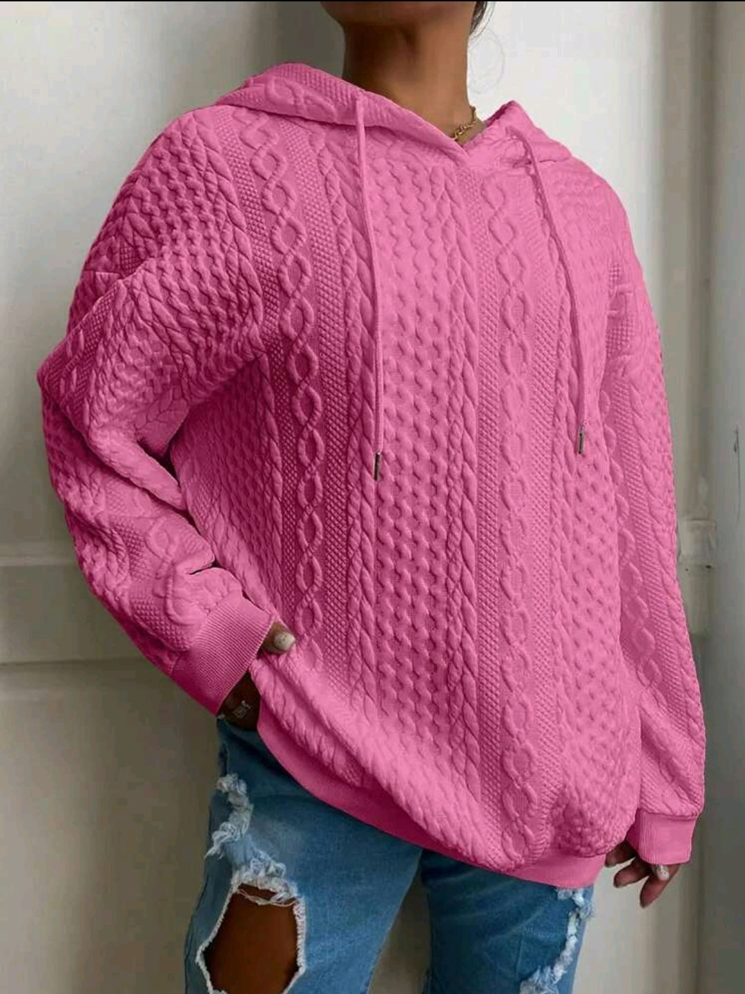 Pull surdimensionné en maille décontracté pour femme avec motif jacquard, manches longues