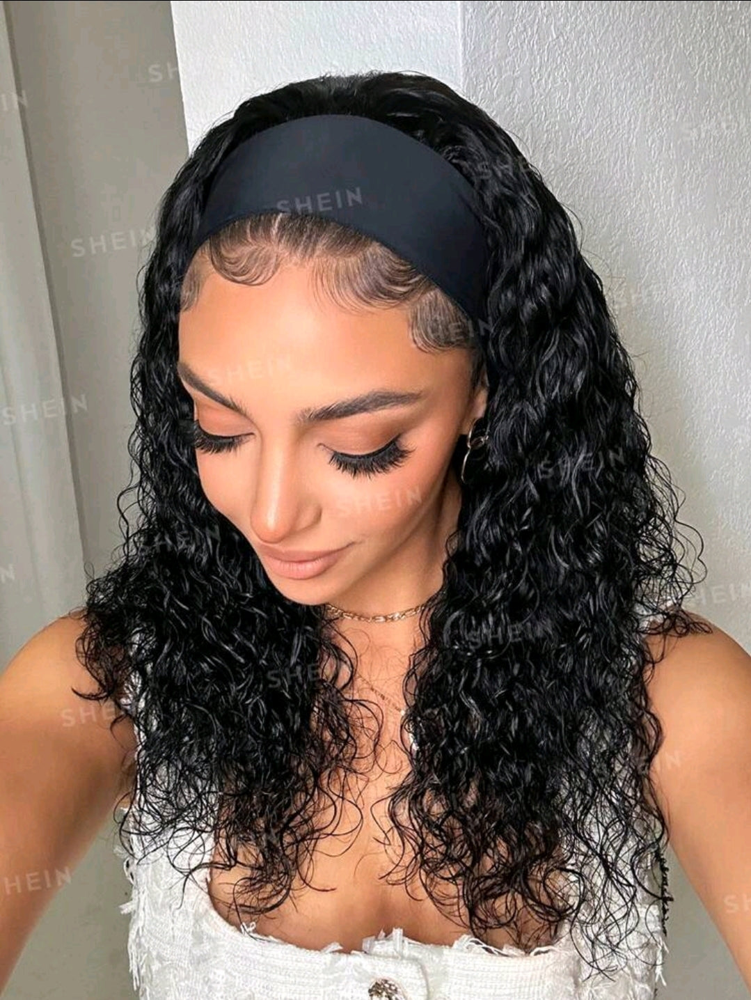 Perruque bandeau à vague d'eau couleur noir naturel, cheveux humains vierges brésiliens non traités, perruque fabriquée à la machine, facile à porter, convient pour 130%, 150%, 180%